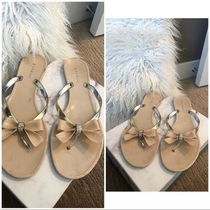 Bamboo flat Sandles bows and gems jellies